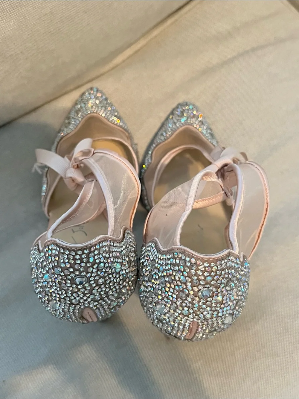 Embellished Pink Rhinestone High Heels with Ankle Ribbon